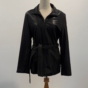 Marc New York Elegant Black Leather Outerwear